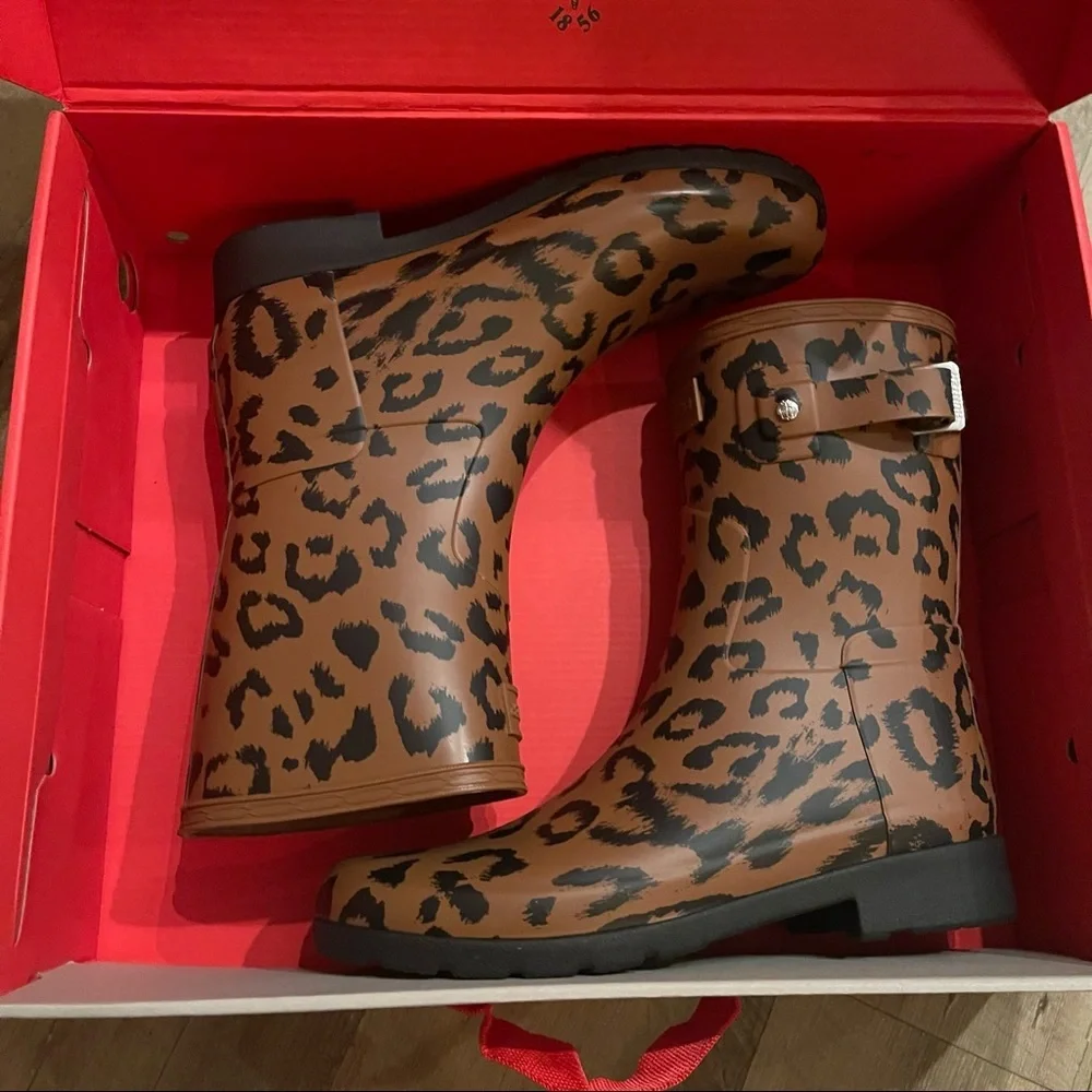 Hunter | New Original Leopard Print Refined Short Rain Boots